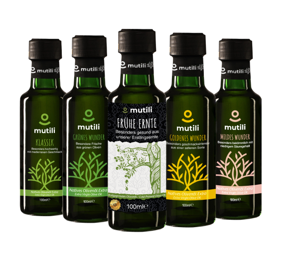 mutili Hochwertige & Geschmacksintensive Olivenöle 5 verschiedene Variationen je100 ml