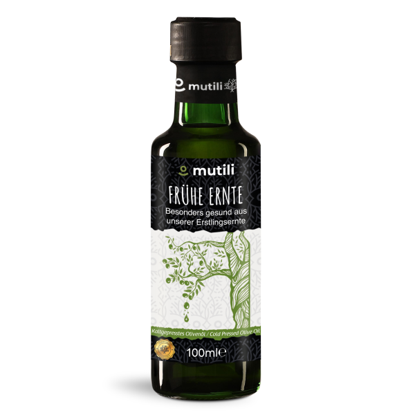 mutili Frühe Ernte Olivenöl aus der Erstlingsernte Kaltgepresst 100 ml Intensiv & Säurearm